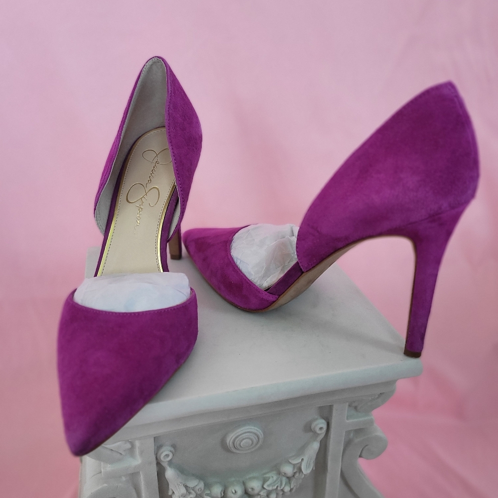 Jessica Simpson Suede Fuschia Women's Heels - Sz 8 - Picture 2 of 8